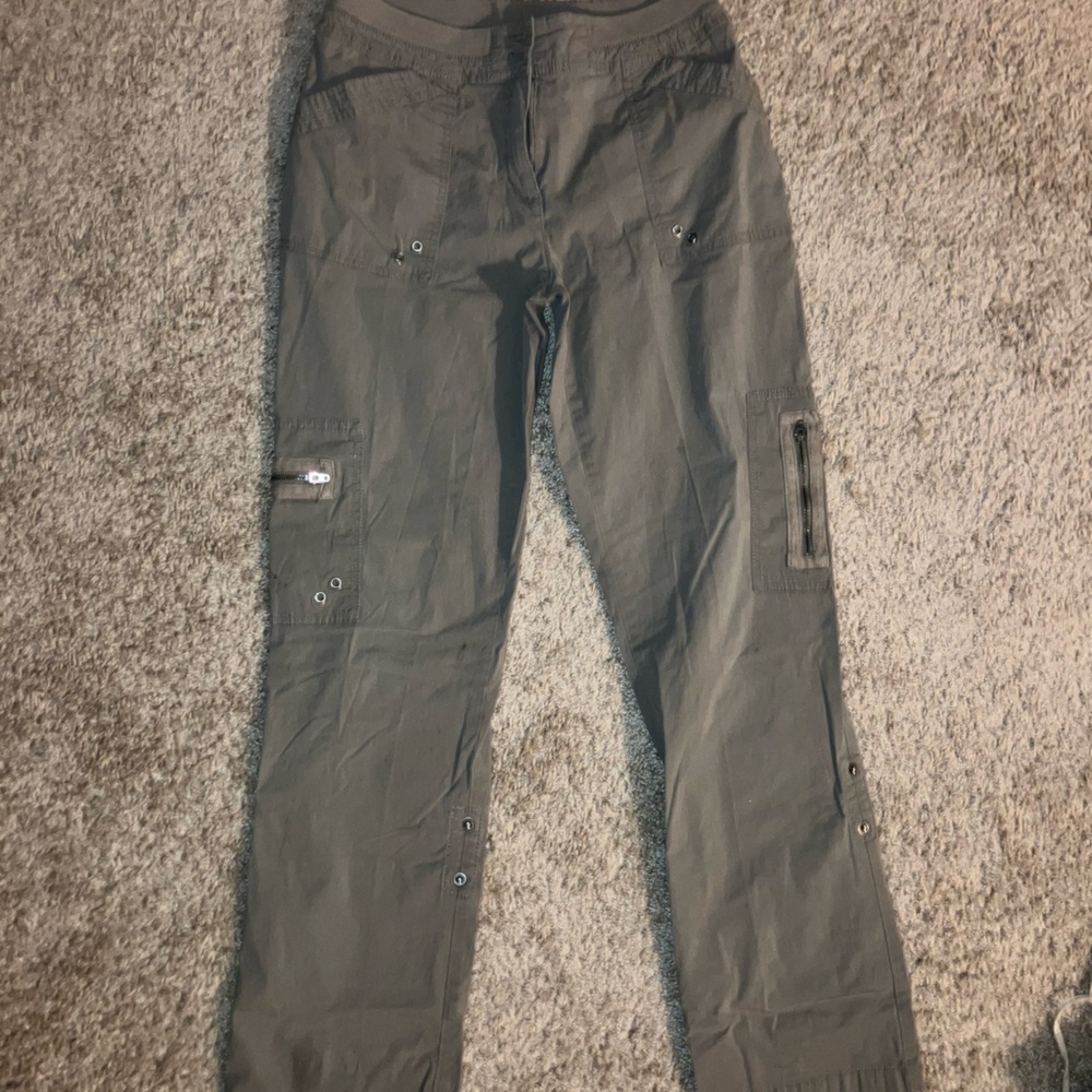 Chico's Gray Ankle Cropped Pants Utility Style